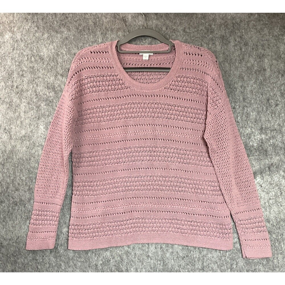 J Jill Sweater Women PS Purple Sheer Knit Pullover Cottage Everyday Petite Small